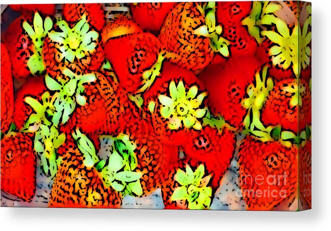 Photograph Strawberries Canvas Print featuring the digital art Strawberry Field by Gayle Price Thomas