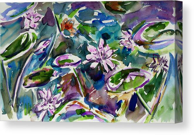 Abstract Canvas Print featuring the painting Summer Lily Pond by Xueling Zou