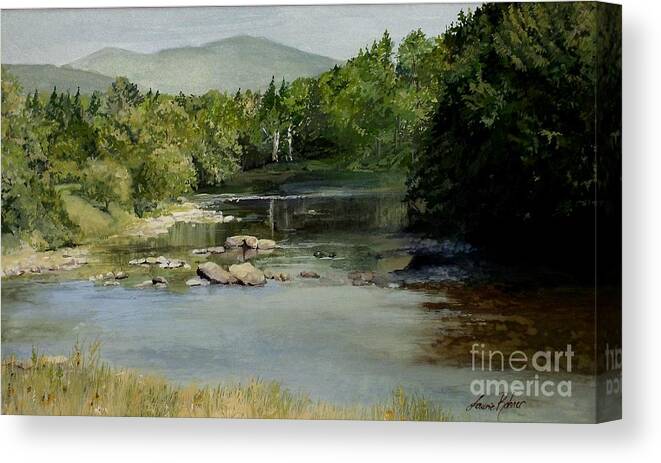Vermont Canvas Print featuring the painting Summer on the River in Vermont by Laurie Rohner