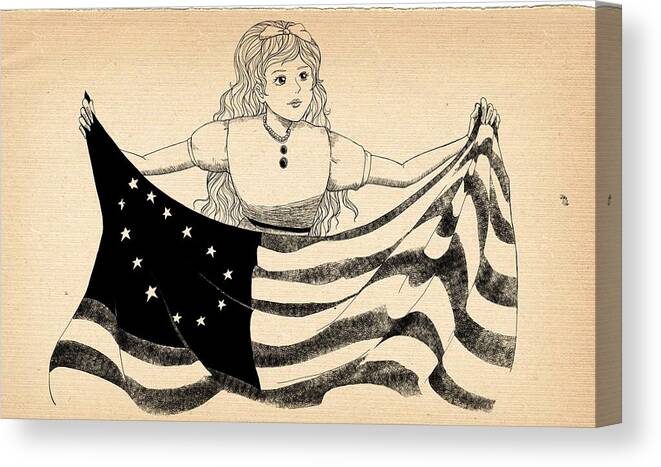 Wurtherington Canvas Print featuring the drawing Tammy and the Flag by Reynold Jay