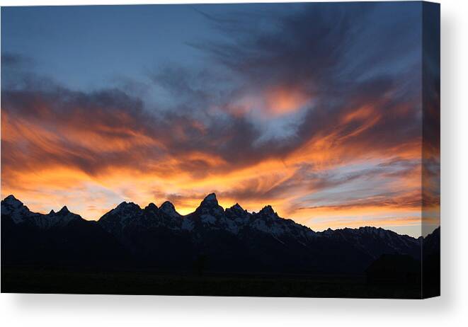 Tetons Canvas Print featuring the photograph Teton Sunset by Jean Clark