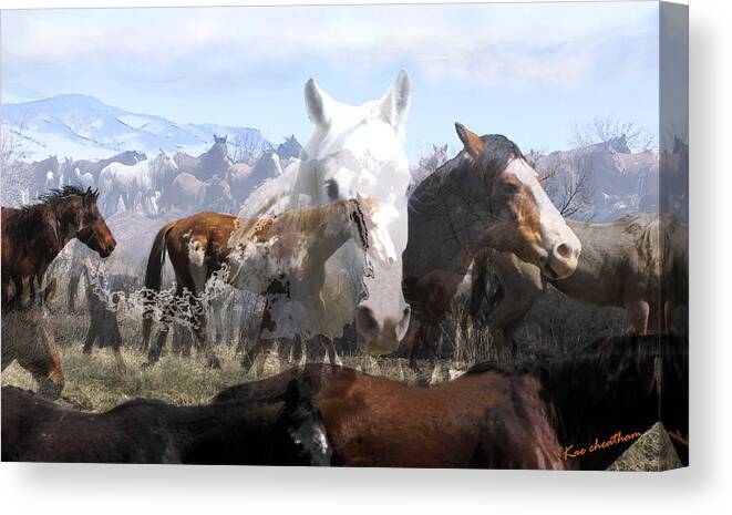 Horses Canvas Print featuring the photograph The Herd 2 by Kae Cheatham