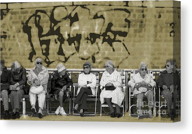 Women Canvas Print featuring the photograph The Ladies Club - Brighton Beach by Jeff Breiman