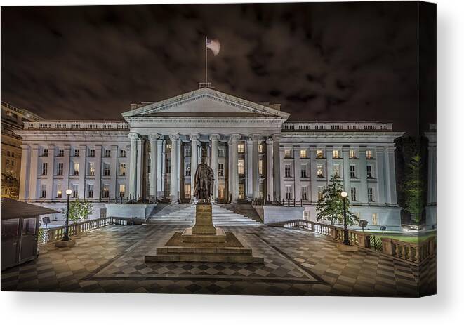 Building Canvas Print featuring the photograph The Treasury Department by David Morefield