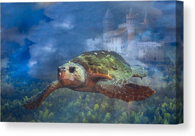 Clouds Canvas Print featuring the photograph Turtle in Atlantis by Sandra Edwards