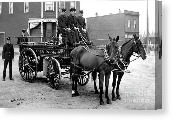 Vintage Fire Wagon Canvas Print featuring the photograph Vintage Fire Wagon by Jon Neidert
