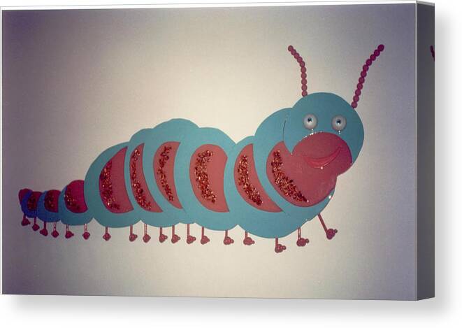 Caterpillar Canvas Print featuring the mixed media Caterpillar #1 by Val Oconnor