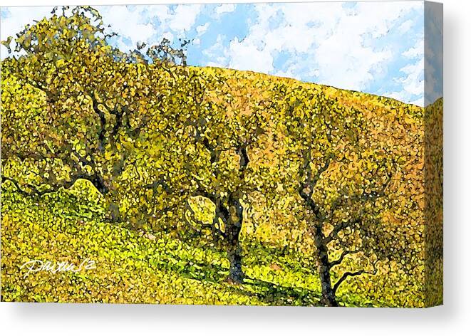 Painting Landscape Trees Gold California Pavelle Fine Art Canvas Print featuring the digital art California Hillside by Jim Pavelle