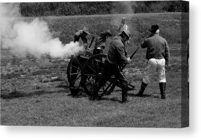 Landscape Canvas Print featuring the photograph Firing the Canon by Karen Harrison Brown