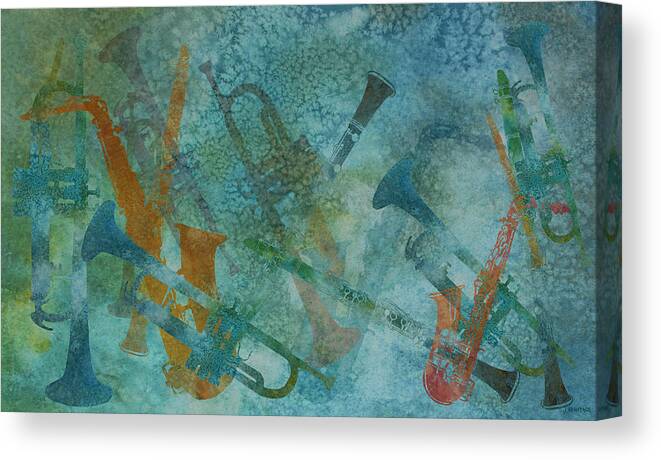 Jazz Canvas Print featuring the painting Jazz Improvisation One by Jenny Armitage