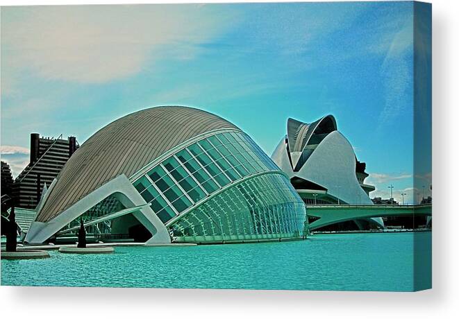 Europe Canvas Print featuring the photograph L'Hemisferic - Valencia by Juergen Weiss