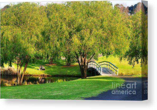 Photography Canvas Print featuring the photograph Little Bridge over the River by Kaye Menner