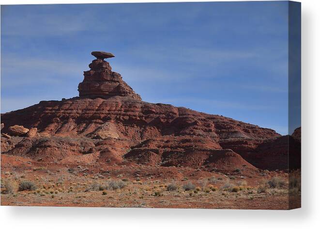 Mexican Hat Rock Utah Sandstone Stone Scenic Landmark Us 163 Route Rt Landscape Canvas Print featuring the photograph Mexican Hat Rock by Gregory Scott