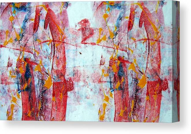 Red Canvas Print featuring the mixed media Pardon Me by Aimee Bruno