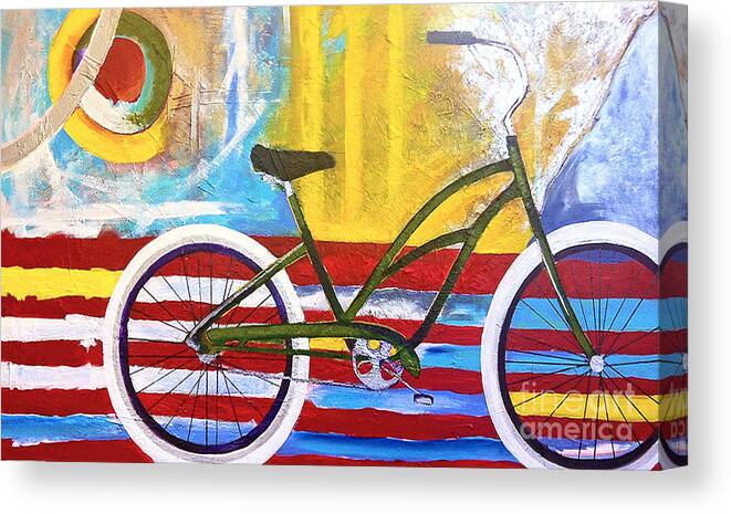 Bikes Canvas Print featuring the painting White Wall Tires by Nancy Hilliard Joyce