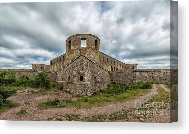 Castle Canvas Print featuring the photograph Borgholm Castle Ruin Panorama #1 by Antony McAulay