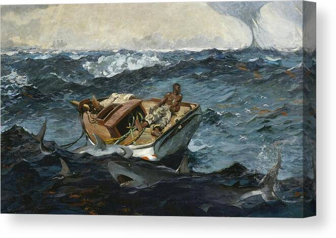 Winslow Homer Canvas Print featuring the digital art The Gulf Stream #1 by Winslow Homer