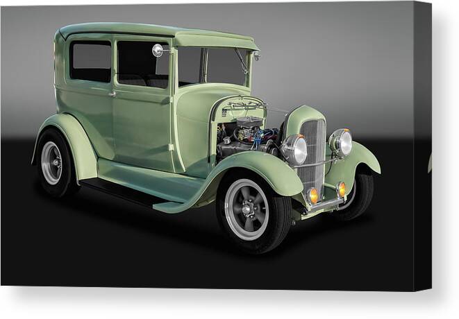 Frank J Benz Canvas Print featuring the photograph 1929 Ford Model A Tudor Sedan - 29FDSEDGRY9769 by Frank J Benz