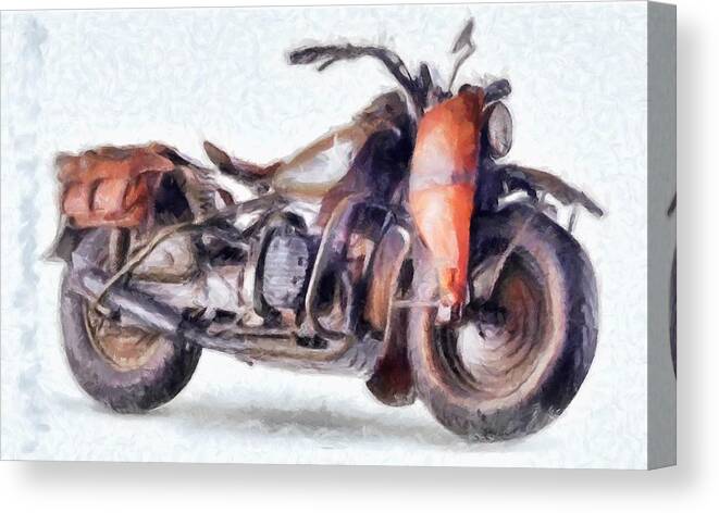 1942 Harley Davidson Canvas Print featuring the digital art 1942 Harley Davidson, Military, 750cc by Caito Junqueira
