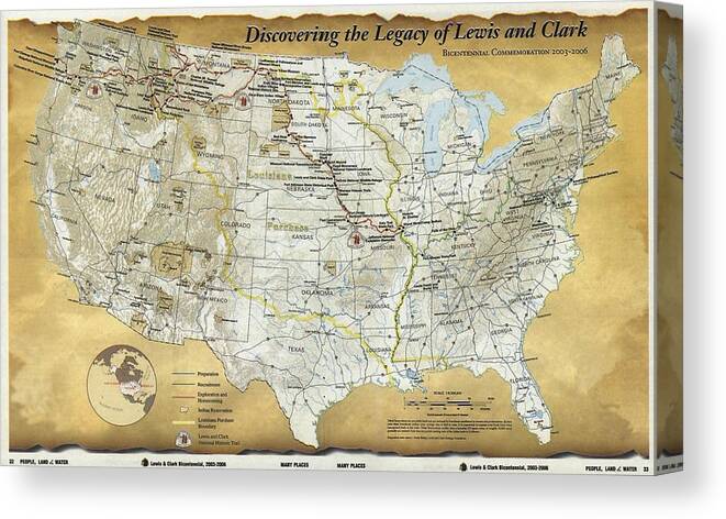 History Canvas Print featuring the photograph 2003 Map Published For The Bicentennial by Everett