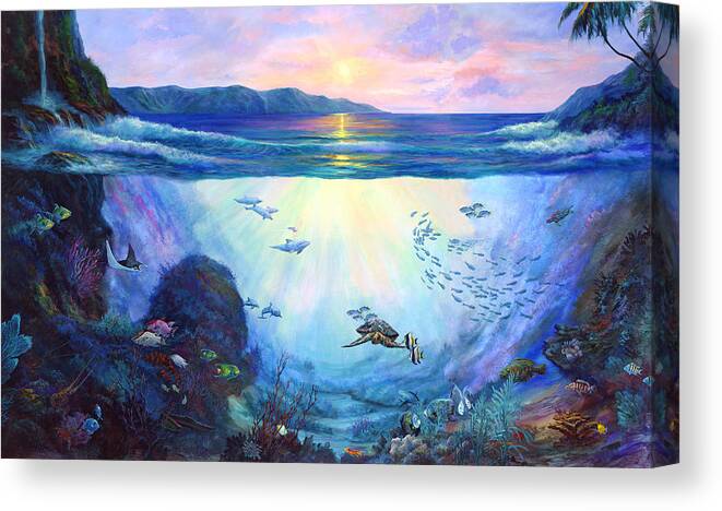 Large Sea Painting Canvas Print featuring the painting A World Apart by Lynne Pittard