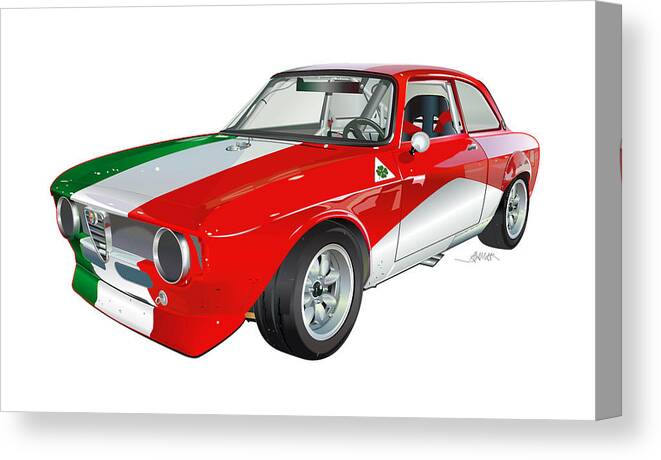 Alfa Romeo Gtv Illustration Canvas Print featuring the digital art Alfa Romeo GTV Illustration by Alain Jamar