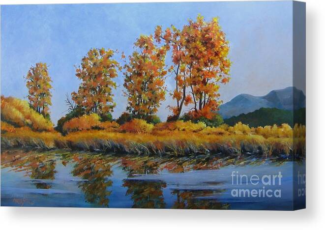 Landscape Canvas Print featuring the painting Autumn at Fraser Valley by Marta Styk