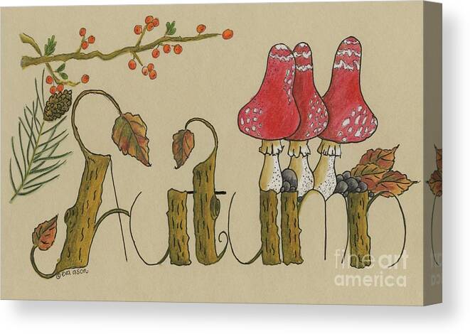 Autumn Canvas Print featuring the drawing Autumn is coming by Eva Ason