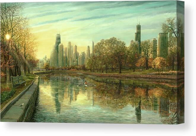 Fall In Chicago Canvas Print featuring the painting Autumn Serenity by Doug Kreuger