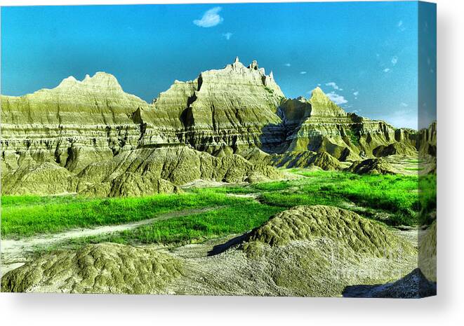 Landscape Canvas Print featuring the photograph Badlands in South Dakota by Jeff Swan