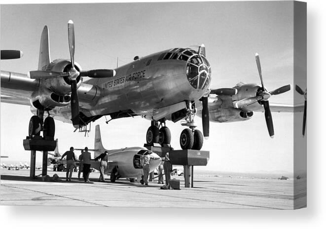 Bell X1 Canvas Print featuring the photograph Bell X-1 being connected by Howard Roberts
