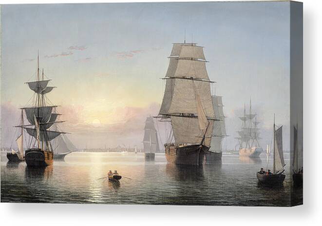 Boston Harbor Canvas Print featuring the painting Boston Harbor by Henry Lane