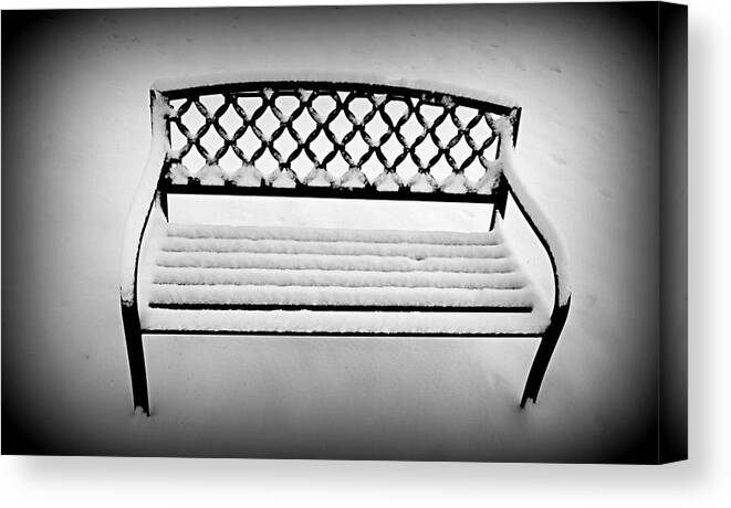 Bench Canvas Print featuring the photograph Brrr by Nick Kloepping