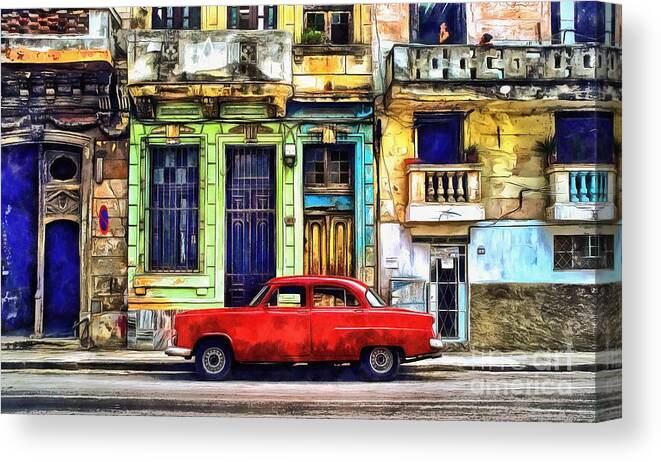 Red Canvas Print featuring the painting Colorful Cuba by Edward Fielding