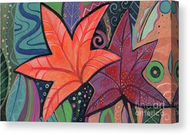 Leaves Canvas Print featuring the painting Colorful Fall by Helena Tiainen