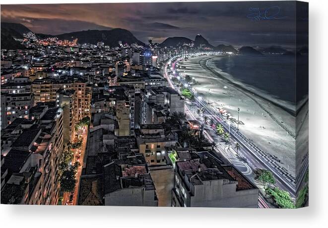 Copacabana Beach Canvas Print featuring the photograph Copacabana Lights by S Paul Sahm