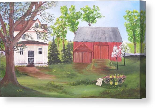 Landscape Canvas Print featuring the painting Country Farm by Rich Fotia