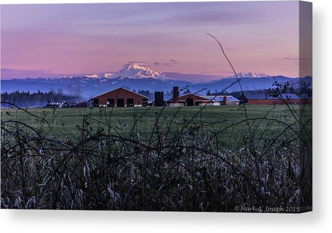 Sunset Canvas Print featuring the photograph Dairy Farm Sunset by Mark Joseph