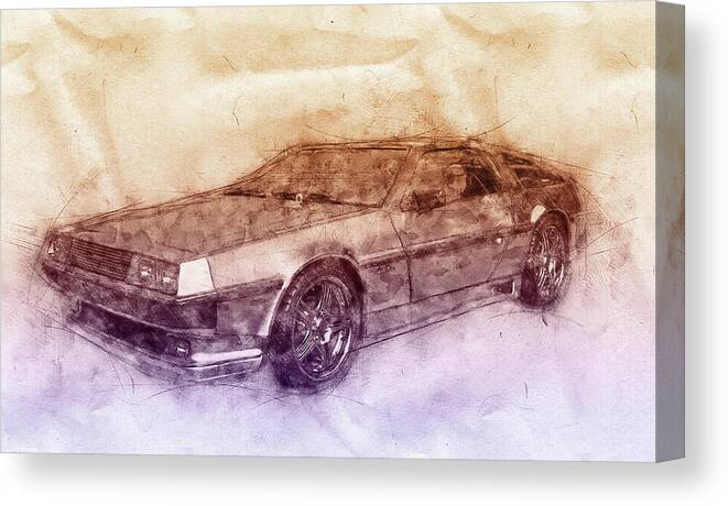 Delorean Dmc-12 Canvas Print featuring the mixed media DeLorean DMC-12 - Sports Car 2 - Automotive Art - Car Posters by Studio Grafiikka