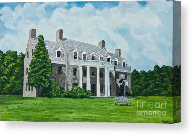 Colgate University History Canvas Print featuring the painting Delta Upsilon by Charlotte Blanchard