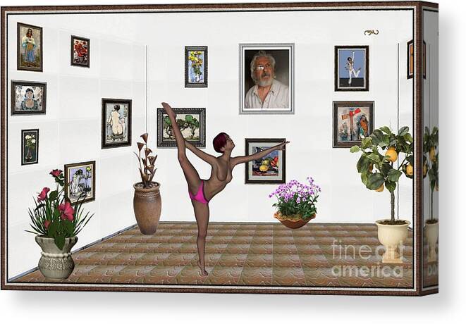 Modern Painting Canvas Print featuring the mixed media Digital Exhibition _ Girl Acrobat 34 by Pemaro