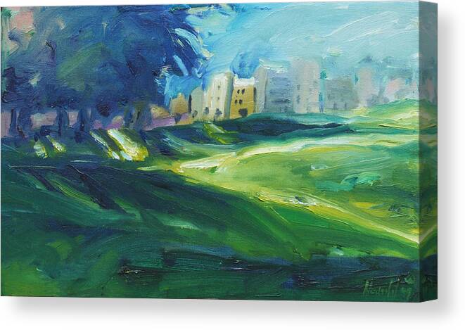 Trees Canvas Print featuring the painting Dolores Park by Rick Nederlof