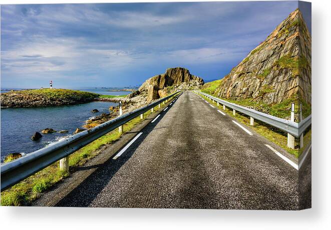 Andoya Canvas Print featuring the photograph Driving along the Norwegian Sea by Dmytro Korol