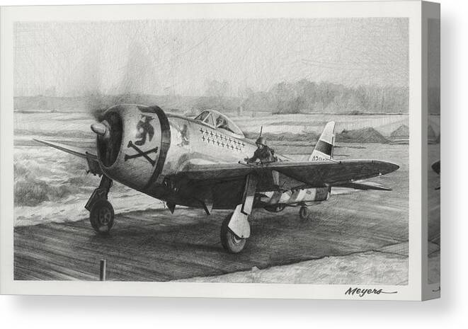 Aviation Art Canvas Print featuring the drawing Eagle by Wade Meyers