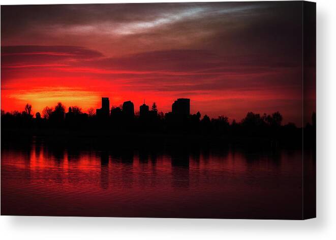 Denver Canvas Print featuring the photograph First Light in Denver by Kevin Schwalbe