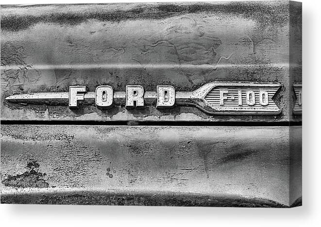 Alabama Canvas Print featuring the photograph Ford F-100 Black and White by JC Findley