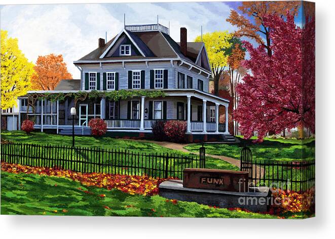 Funk Prairie Home Canvas Print featuring the painting Funk Prairie Home Museum by Jackie Case