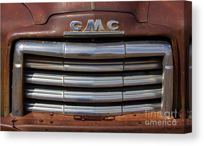 Gmc Canvas Print featuring the photograph GMC Truck Grille-Signed-#0933 by J L Woody Wooden
