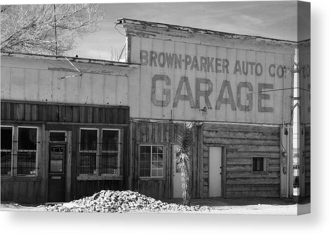 Abandoned Building Canvas Print featuring the photograph Goldfield Garage by Kristen Beck