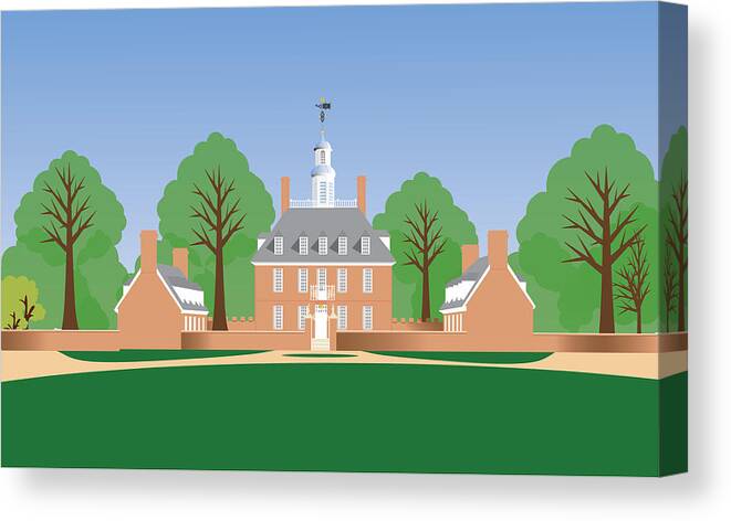 Williamsburg Canvas Print featuring the digital art Governor's Palace by Justin Canose